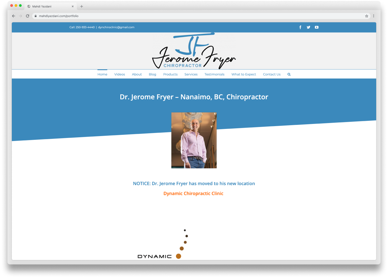 Dr. Fryer website screenshot